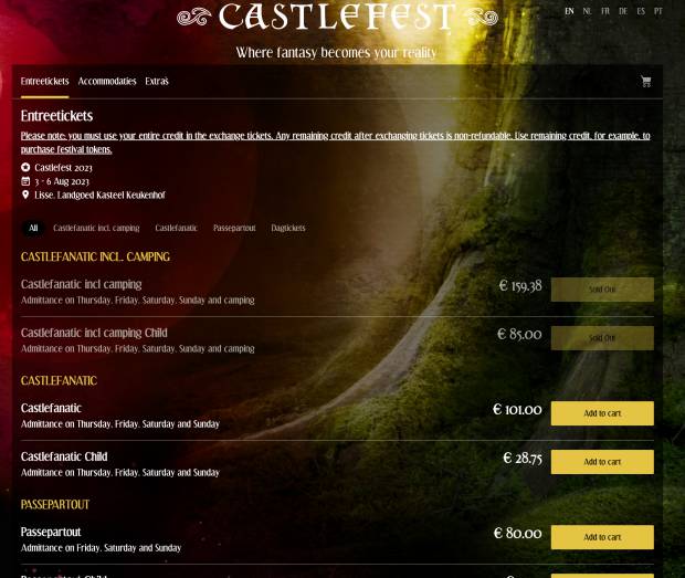 Changing your Castlefest order upgrade your tickets Castlefest